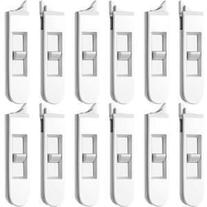 12 Pieces Window Latch Replacement Snap in Window Locks Vinyl Spring Loaded Parts and Hardware White Plastic Sliding Latch for Home Accessories (12 Pieces)