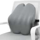 Lumbar Support Pillow, Back Support Pillow for Chair, Memory Foam Car Seat Back Pillows for Back Pain Relief, Ergonomic Design, Perfect for Home Office Desk Chairs,Plane-No Vibrating Version (Grey)