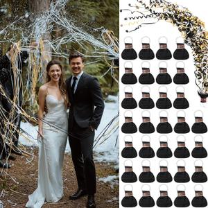 50 Pack Streamer Poppers Black Gold White No Mess Confetti Poppers Hand Throwing for Wedding Birthday Halloween Party Celebration Confetti Salute Celebration Favors, 3 Mixed Colors