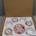 BTaT- Tea Cups and Saucers, Floral Design, Porcelain Tea Cup Sets, Dishwasher Safe, Set of 6, 8 oz, Mothers Day Gift