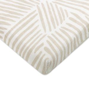 Babyletto 100% Organic Cotton All-Stages Midi Crib Sheet, GOTS-Certified, Fitted 360, Ultra-Soft and Breathable Muslin - Oat Stripe