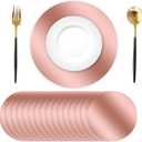 100 Pcs Round Rose Gold Placemats,13.3" Mirror Foil Decorative Place Mats Mirrored Disposable Paper Placemats for Dining Wedding Table Setting Holiday Party Table Decor