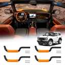 Bronco Grab Handles - 4 PCS Front & Rear Roll Bar Handles for 2021-2025 Ford Bronco 4 Door - Non-Slip Cotton Orange Interior Accessories