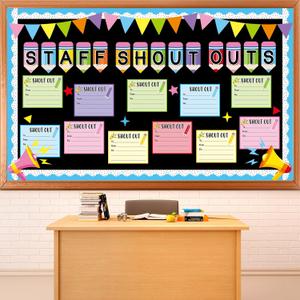 2 x Pencil Theme Staff Shout Outs Bulletin Board Decorations Colorful Back to School Bulletin Board Set Appreciation and Recognition DIY Craft Cutouts for Classroom Door Decor Supplies