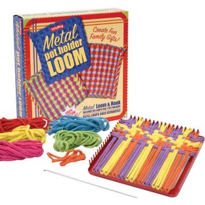Schylling Metal Pot Holder Loom Kit - Classic Durable Weaving Frame to Make Pot Holders - Includes Loom, Hook, Instructions, and 80 Colorful Cotton Loops - Ages 5 and Up Schylling Metal Pot Holder Loom Kit - Classic Durable Weaving Frame to Make Pot Holders - Includes Loom, Hook, Instructions, and 80 Colorful Cotton Loops - Ages 5 and Up