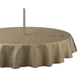 DII Indoor/Outdoor Tabletop Collection Umbrella Hole with Zipper, Machine Washable, Tonal Lattice, Tablecloth, 60" Round, Stone