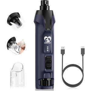 Casfuy 6-Speed Dog Nail Grinder 50%+ Boost Power Dog Nail Trimmers Quiet with Dust Cap & 2 LED Lights & 2000mAh Battery & 4.8V Motor Electric Pet Toenail File Tool for Large Medium Small Dogs Cats