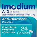Imodium A-D Diarrhea Relief Caplets with Loperamide HCl, Anti-Diarrheal Medicine to Help Control Symptoms of Diarrhea Due to Acute, Traveler's Diarrhea, HSA/FSA Eligible, 24 ct, 2Pack