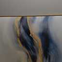 Large Abstract Navy Blue Gold Framed Canvas Wall Art,Watercolor Brush Stroke Wall Decor,Neutral Geometric Wave Artwork,Modern Minimalist Shape Art Print for Living Room,Bedroom,Office-24"x36"x3