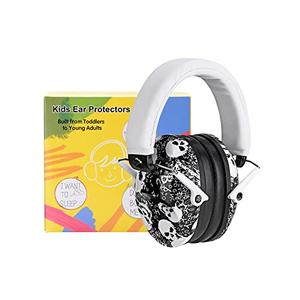 PROHEAR 032 Kids Ear Protection Safety Ear Muffs, NRR 25dB Noise Reduction Childrens Earmuffs, Adjustable Headband Hearing Protectors for Concerts, Racing, Airports - Skull Pattern