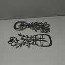 3 Pieces Black Metal Flowers Wall Decor Stocking Stuffers for Teen Girls Christmas Birthday Gifts for Women Wall Art Metal Wall Sculptures Hanging for Indoor Kitchen Bathroom Bedroom Living Room 14.56x5.9 nches