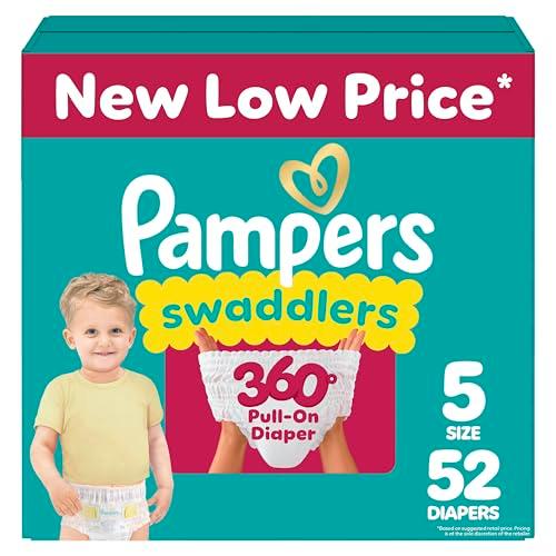 Pampers Diapers - Swaddlers 360 - Size 5, 52 Count, for up to 100% Leakproof Premium Skin Protection (Packaging May Vary)