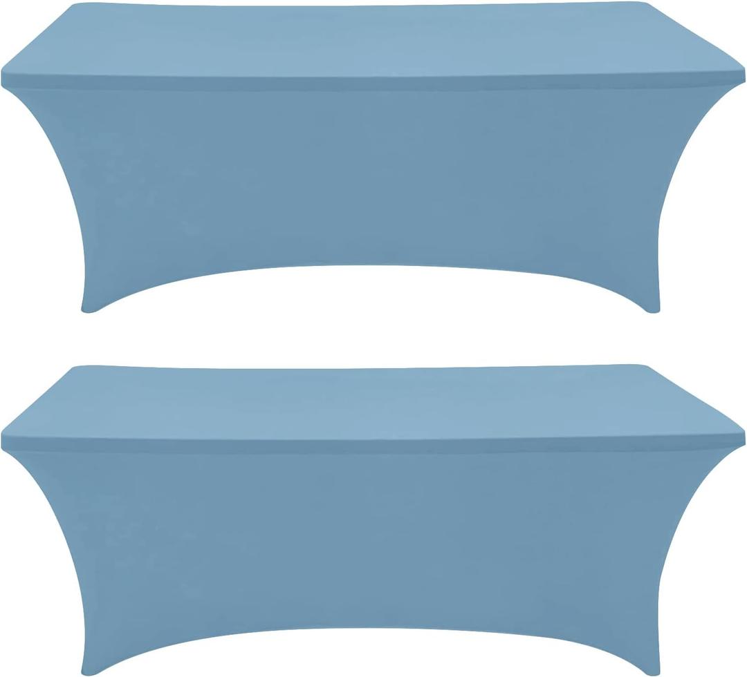 Eurmax USA Rectangular Fitted Spandex Table Covers 4ft Tablecloth Wedding Event Patio Table Decorations Stretch Table Cover for 4ft Folding Table (Sky Blue, 2 Pack)