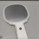 Gospire 6.8" Travel Vanity Mirror, 3-in-1 Hanging/Handheld/Desktop Use with Dual-Side Buttons, 1X/10X Magnification, 3-Color Dimmable LED, Auto Memory + Velvet Pouch (White)