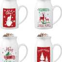 Hushee 13.5 oz Ceramic Christmas Mugs Set of 4 with Gift Box Xmas Coffee Mugs with Festive Pattern Design Reindeer Xmas Tree Snowman Truck Christmas Gifts for Women Men(Classic)