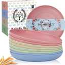Homienly Wheat Straw Plates Set of 8, Reusable Lightweight and Unbreakable 9 inch Plates, Premium Microwave and Dishwasher Safe Plates for Kitchen, Camping, Picnic, Party - GreyStone