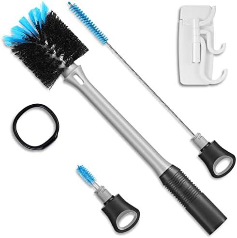 MOSOLAN 3-in-1 Bottle Brush with Straw Cleaning Brush and Nipple Cleaner, Long Handle Water Bottle Scrubbing Brush, Built for Cleaning Sport Bottles, Baby Bottles, Coffee Mugs, Flask