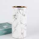 Generic White Gold Finish Marble 10"" Ceramic Flower Vase Home Decor Vase and Table Centerpieces Vase Octagon Modern Clean Minimalist, Noopy10525