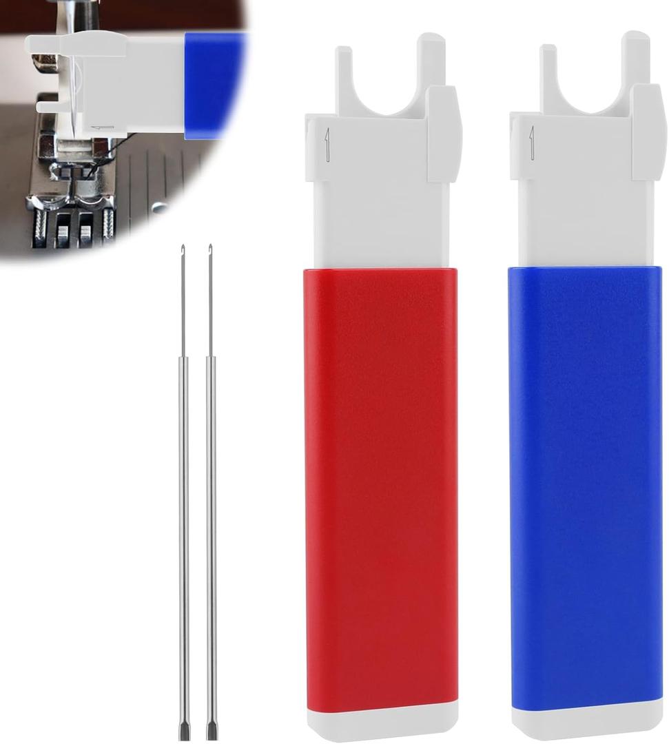 Sewing Machine Needle Threader, Automatic Quick Stitch Insertion Tool for Industrial Single Lockstitch(Blue/Red)