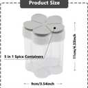 2 Pcs 5 in 1 Spice Containers, Multi-Spice Dispenser, Portable Travel Seasoning Condiment Containers, Salt Pepper Spice Shaker with Lid and Labels Clear Container Jars
