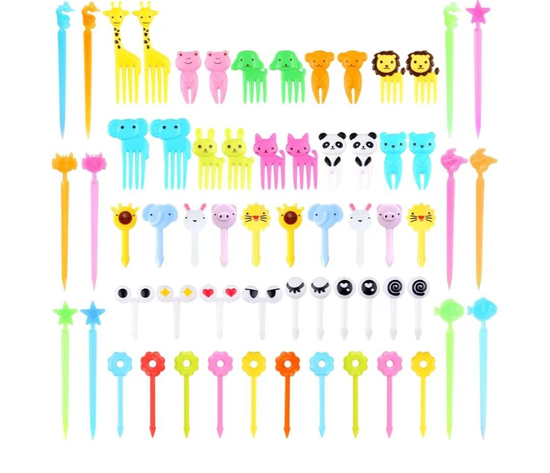 156PCS Animal Food Picks for Kids Bento Box Accessories, FATLODA Fun Kid Food Picks, Cute Fruit Toothpicks for Kids Lunch Accessories, Reusable Lunchbox Pick for Kid Toddler, A Lot Missing