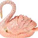 Pink Swan Trinket Boxes Hinged Hand-Painted Jewelry Box Swan Figurine Unique Mother's Day Gift for Women