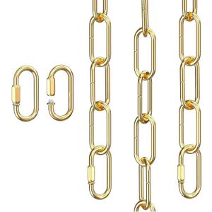 10 Feet Gold Light Fixture Chain, Adjustable Extension Chain with Connection Locks for Light Fixture, Maximum Load is 66 Pounds (1 Pack)