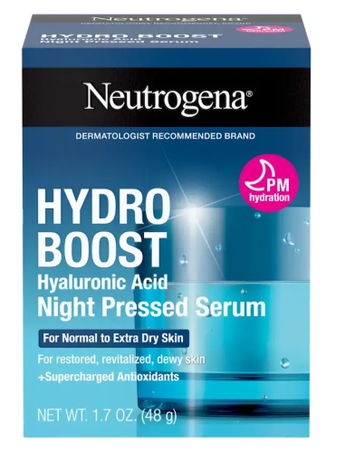 Neutrogena Hydro Boost Night Pressed Serum  with Hyaluronic Acid & Antioxidants, Hydrating Face Moisturizer that Restores & Revitalizes Skin Overnight, for Normal to Extra Dry Skin, 1.7 oz