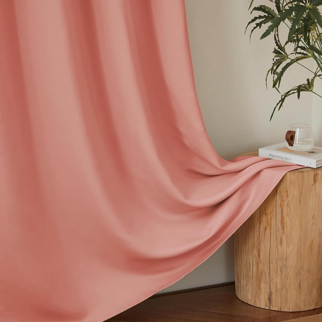 KGORGE Coral Pink Curtains for Bedroom 2 Panels, 42''x84'' Inch Grommet Top Thermal Insulated Room Darkening Privacy Protection Curtains for Meeting Room, Minor Flaw