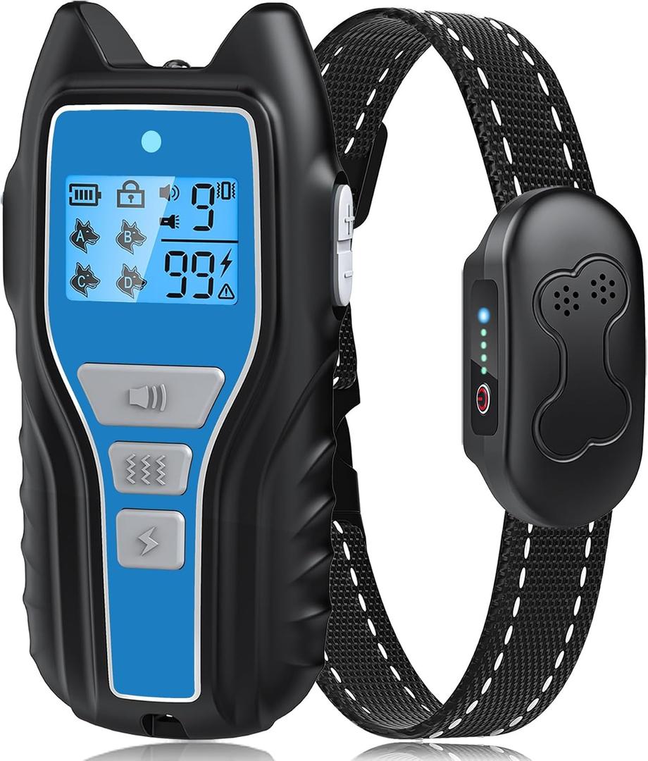 Dog Training Collar with Remote, Waterproof IPX7 E Collar for Dogs, Beep and Vibration Modes, Safe and Humane Training, 2000FT Range, Rechargeable, Fits Small Medium Large Dogs 15–120 lbs (Blue)