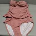 B2prity Women's Ruched Tankini Swimsuits V Neck Wrap Tie Back Two Pieces Bathing Suit Tummy Control Swimwear, Mauve, Large