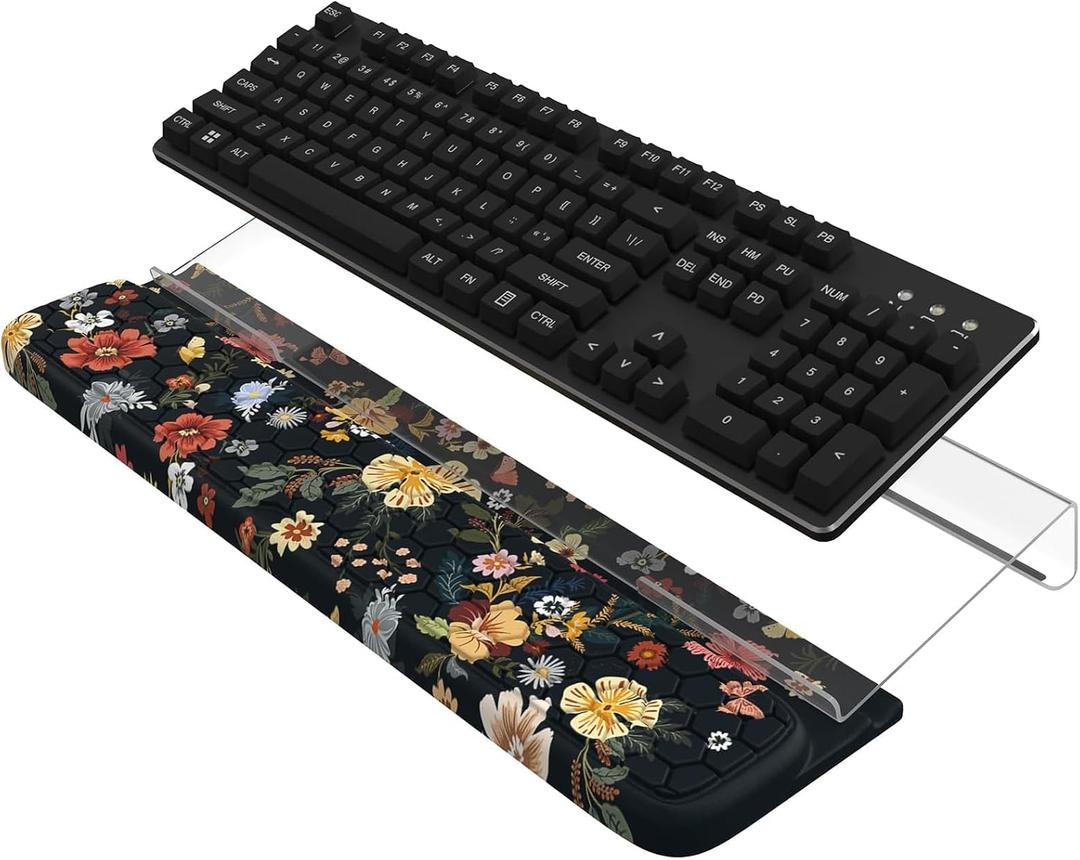 HAOCOO Keyboard Stand for Desktop, Acrylic Tilted Key Board Holder, 3-Level Height Adjustment Keyboard Riser for Easy Ergonomic Working, Wrist Rest for School Desk Accessories