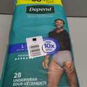 Depend Fresh Protection Adult Diapers, Incontinence Underwear for Men, Disposable, Maximum, Large, Grey, 28 Count