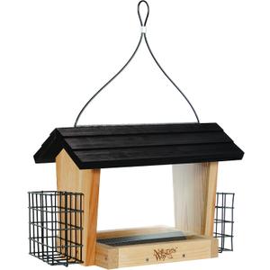 Nature's Way CWF19 Cedar Hopper Bird Feeder with Suet Cage, 6-Quart
