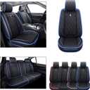 Aierxuan Car Seat Covers Full Set Waterproof Leather Compatible with Toyota Highlander Corolla Prius Camry Rav4 Mdx Chevy Blazer Cobalt Trailblazer Cruze Equinox Malibu Buick, Black-Blue