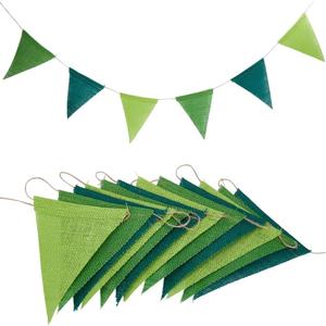 SOFPLATE 26 Feet St Patrick's Day Burlap Banner Green Triangle Pennant Banner Flag Spring Holiday Bunting Garland for Wedding Birthday Party Home Outdoor Camping Garden Hanging Festival Decorations