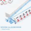 Mahjong Racks with Pushers 4PCS Set Majiang Tile Holder Acrylic Mahjong Racks Accessories and Gifts (Glitter Blue)