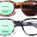 AQWANO Bifocal Reading Glasses Men Women Anti UV400 Protection Fashion Oversized Retro Outdoor Bifocal Readers Clear Top Sunglasses with Spring Hinge, 3.5