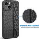 OOK Compatible with iPhone 14 Leopard Case with Wrist Strap, Black Leopard TPU Shockproof Protection Slim Cover with Camera Protection for Women Girls, for 6.1inch