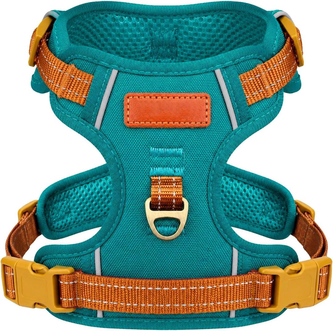 No-Pull Reflective Dog Harness with Handle Soft Padded Vest for Small Medium Large Dogs Heavy Duty Adjustable Anti-Choke Pet Harness with Front & Back Clip Harness for Walking, Training XS