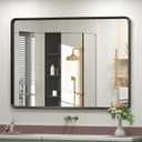 44x36 Inch Black Matte Framed Mirror for Bathroom, Rounded Rectangle Mirror, Bathroom Vanity Mirror for Wall, Anti-Rust, Shatterproof (Horizontal/Vertical)