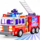 JOYIN LED Fire Truck Toy for Toddlers  LED Projections & Sirens, Bump and Go Fire Engine Trucks with Mode Switch & Volume Control, Kids Firetruck, Boy Toys, Christmas Birthday Gifts for Grandkids