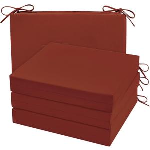 Cozyide Outdoor Chair Cushions, Waterproof Patio Seat Cushions with Adjustable Straps, Square Corner Patio Chair Cushions for Garden, Brick Red, 18.5x16x3 Inch (Pack of 4)