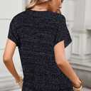 Cakulo Summer Crochet Tops for Women 2025 Short Sleeve V Neck Hollow Out Knit Beach Cover Up Casual Sweater Top (XL)