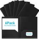 Timart Folders with Pockets-6 Pack, 2 Pocket Folders Fit Letter Size Paper, File Folders for Documents, Plastic File Folder for School Office Home Bussiness(Black)