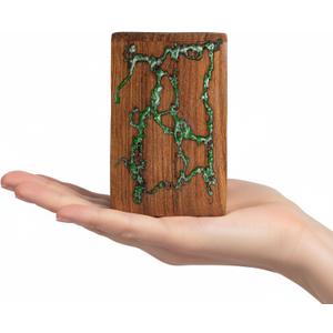 STONLIF Wooden Urns for Human Ashes Adult Male, Female - Wood Urn for Women, Resin Decorative Urns - Memorial, Burial Wooden Cremation Urns for Human Ashes Upto 20 lbs, Green - 1pc (X-Small)