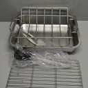 E-far Roasting Pan and Cookie Sheet with Rack Set, Stainless steel Turkey Roaster with Rack and Baking Pan, Deep Broiling Pan & V-shaped Rack, Rimmed Tray with Wire Rack, Non-toxic & Dishwasher Safe