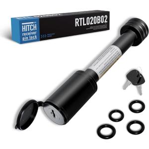 RETRUE Trailer Hitch Receiver Pin Lock, Suitable for 2 Inch Receiver, 5/8" Dia Hitch Lock for Securely Locking Trailer Hitch with Two Keys, Black (1 Pack)