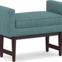 SIMPLIHOME Scott 29" Wide Linen Rectangle Ottoman in Smoky Teal