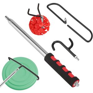 Ebrima Disc Golf Retriever, 10Ft Extendable Disc Golf Pole with 3 Hooks & Suction Cup, Stainless Steel Pole for Retrieving Discs in Water, Trees & Bushes, Rocks
